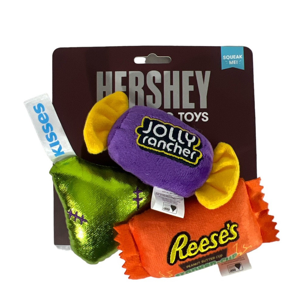 HERSHEY Dog Toys Jolly Rancher Kiss Franken-cup  Squeak & Crinkle Noise